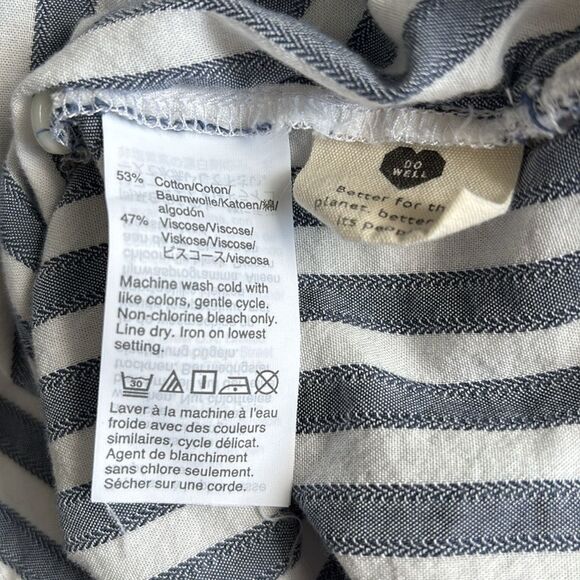 Madewell Daily Shirt In Stripe Short Sleeve Button Front Blue White Size Small - Picture 10 of 10